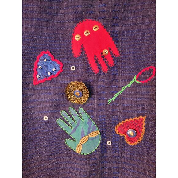 VINTAGE - Crystal Handwoven Embellished Streetwear Art Cardigan - Sz: S - Picture 6 of 6